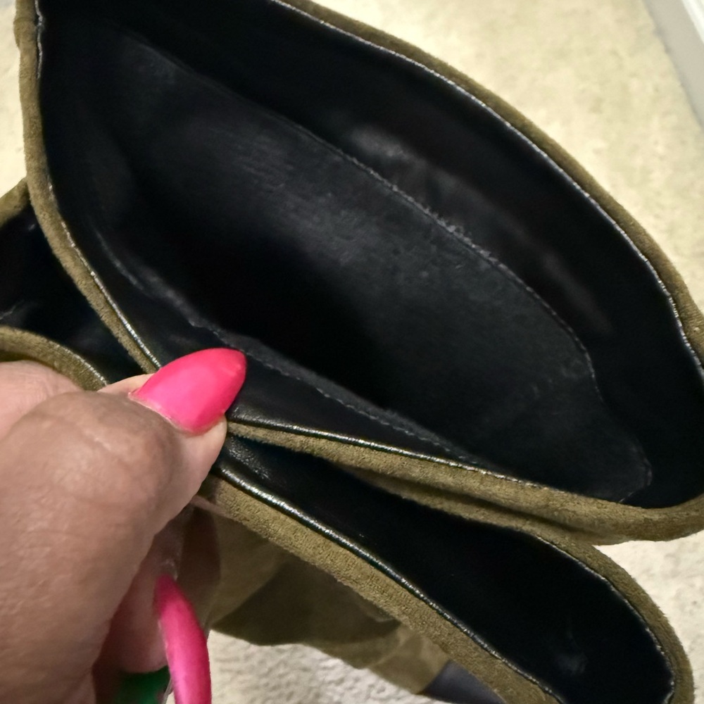 Elegant Olive Suede Stiletto Boots - knee high - Picture 5 of 11